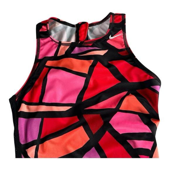 Nike Swim One Piece‎ Modern Cut Zip Back Multicolor Block Print Size 32/6 - Picture 2 of 12